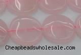 CRQ603 15.5 inches 18mm flat round rose quartz beads wholesale