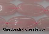 CRQ614 15.5 inches 15*30mm oval rose quartz beads wholesale