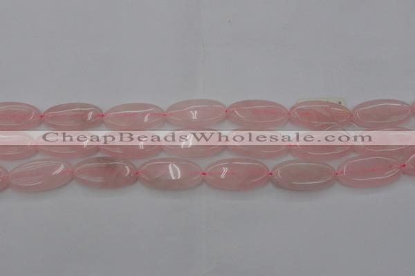 CRQ614 15.5 inches 15*30mm oval rose quartz beads wholesale