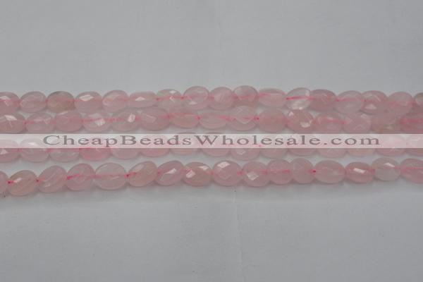 CRQ618 15.5 inches 8*10mm faceted oval rose quartz beads wholesale