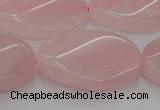 CRQ646 15.5 inches 20*30mm twisted oval rose quartz beads