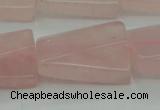 CRQ650 15.5 inches 18*25mm twisted rectangle rose quartz beads