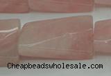 CRQ651 15.5 inches 20*30mm twisted rectangle rose quartz beads