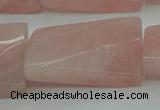 CRQ652 15.5 inches 25*35mm twisted rectangle rose quartz beads