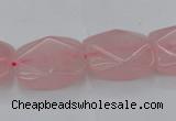 CRQ657 15.5 inches 15*20mm faceted rectangle rose quartz beads