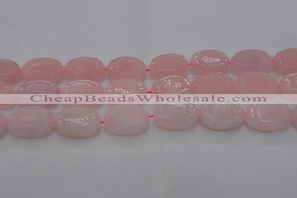 CRQ665 15.5 inches 18*25mm carved oval rose quartz beads