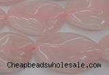 CRQ668 15.5 inches 22*30mm carved leaf rose quartz beads