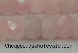 CRQ686 15.5 inches 8*14mm faceted rondelle rose quartz beads