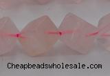 CRQ694 15.5 inches 10*10mm cube rose quartz beads wholesale