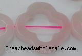 CRQ712 15.5 inches 38mm carved flower rose quartz beads