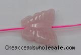 CRQ716 15.5 inches 25*30mm carved butterfly rose quartz beads