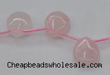 CRQ718 Top drilled 13*18mm flat teardrop rose quartz beads