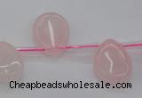 CRQ719 Top drilled 15*20mm flat teardrop rose quartz beads