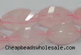 CRQ72 15.5 inches 12*24mm twisted rice natural rose quartz beads