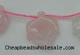 CRQ740 Top drilled 22*30mm carved leaf rose quartz beads