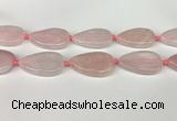 CRQ757 15.5 inches 25*40mm flat teardrop rose quartz beads