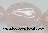 CRQ76 15.5 inches 50mm flat round natural rose quartz beads