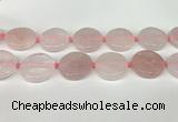 CRQ761 15.5 inches 30mm flat round rose quartz beads