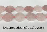 CRQ762 15.5 inches 35mm flat round rose quartz beads