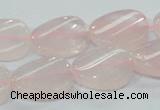 CRQ80 15.5 inches 15*20mm twisted oval natural rose quartz beads