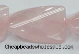 CRQ84 15.5 inches 30*40mm twisted rectangle natural rose quartz beads