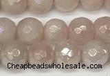 CRQ865 15 inches 6mm faceted round AB-color rose quartz beads