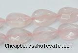 CRQ87 15.5 inches 12*18mm faceted teardrop natural rose quartz beads