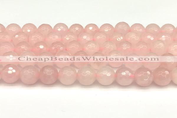 CRQ878 15 inches 12mm faceted round rose quartz beads