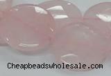 CRQ97 15.5 inches 25mm faceted flat round natural rose quartz beads