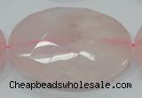 CRQ99 15.5 inches 50mm faceted flat round natural rose quartz beads