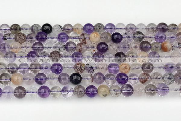 CRU1018 15.5 inches 6mm round mixed rutilated quartz beads