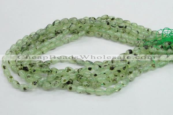 CRU104 15.5 inches 7*10mm teardrop green rutilated quartz beads