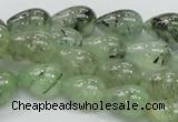 CRU105 15.5 inches 10*14mm teardrop green rutilated quartz beads