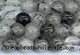 CRU1052 15 inches 6mm round black rutilated quartz beads