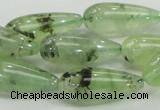 CRU106 15.5 inches 10*25mm teardrop green rutilated quartz beads