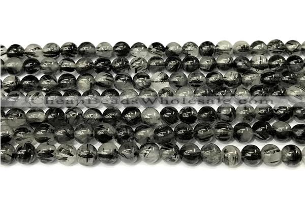 CRU1065 15 inches 6mm round black rutilated quartz beads