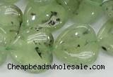 CRU108 15.5 inches 20*20mm heart green rutilated quartz beads