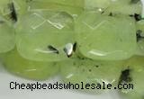 CRU121 15.5 inches 25*25mm faceted square green rutilated quartz beads