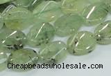 CRU122 15.5 inches 10*14mm twisted oval green rutilated quartz beads