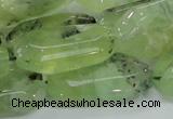 CRU128 15.5 inches 17*33mm faceted rectangle green rutilated quartz beads