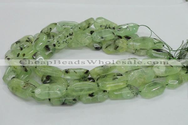 CRU128 15.5 inches 17*33mm faceted rectangle green rutilated quartz beads