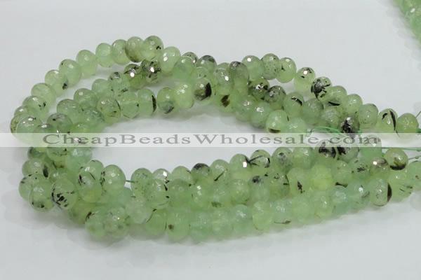 CRU132 15.5 inches 10*14mm faceted rondelle green rutilated quartz beads