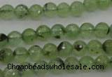 CRU152 15.5 inches 8mm faceted round green rutilated quartz beads