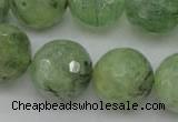 CRU159 15.5 inches 18mm faceted round green rutilated quartz beads