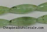 CRU167 15.5 inches 10*30mm faceted rice green rutilated quartz beads