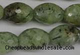 CRU168 15.5 inches 15*20mm faceted rice green rutilated quartz beads