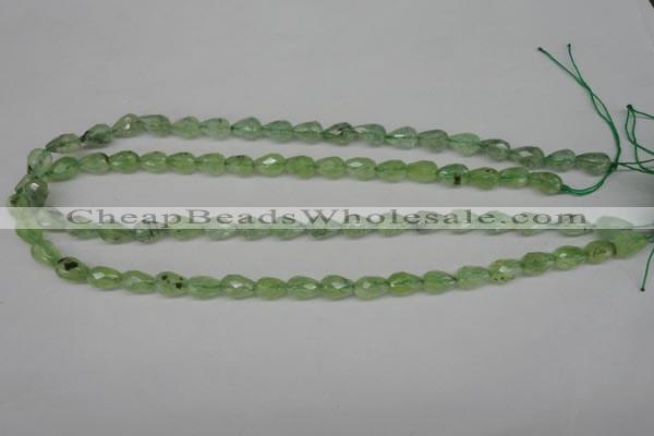 CRU171 15.5 inches 7*10mm faceted teardrop green rutilated quartz beads