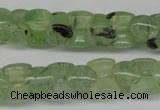 CRU180 Top-drilled 10*12mm bone green rutilated quartz beads