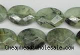 CRU190 15.5 inches 15*20mm faceted oval green rutilated quartz beads