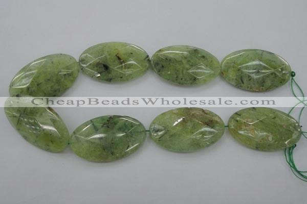 CRU192 15.5 inches 30*50mm faceted oval green rutilated quartz beads